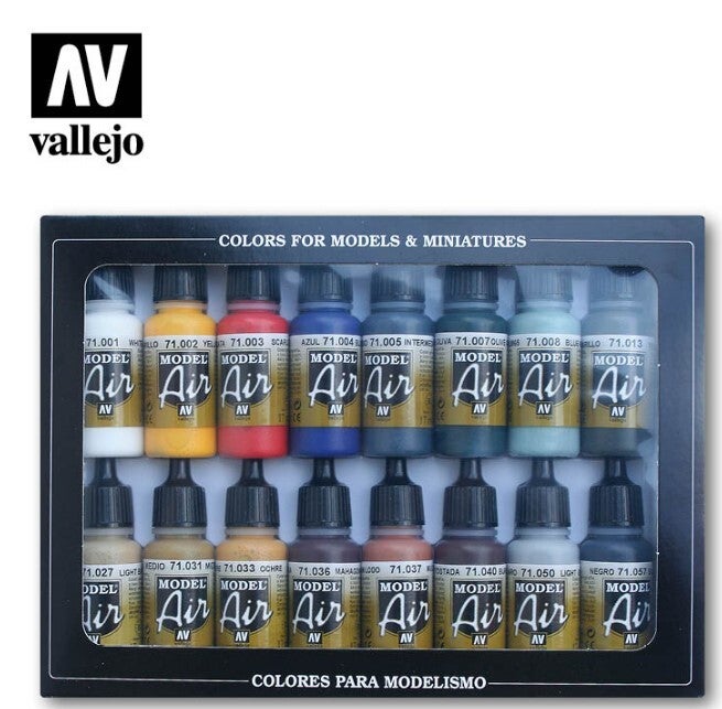 VALLEJO : REF : VAL71178 : MODEL AIR COLOR SERIE (AIRBRUSHING) : BASIC COLORS : (16) (BOX SET / COFFRET)