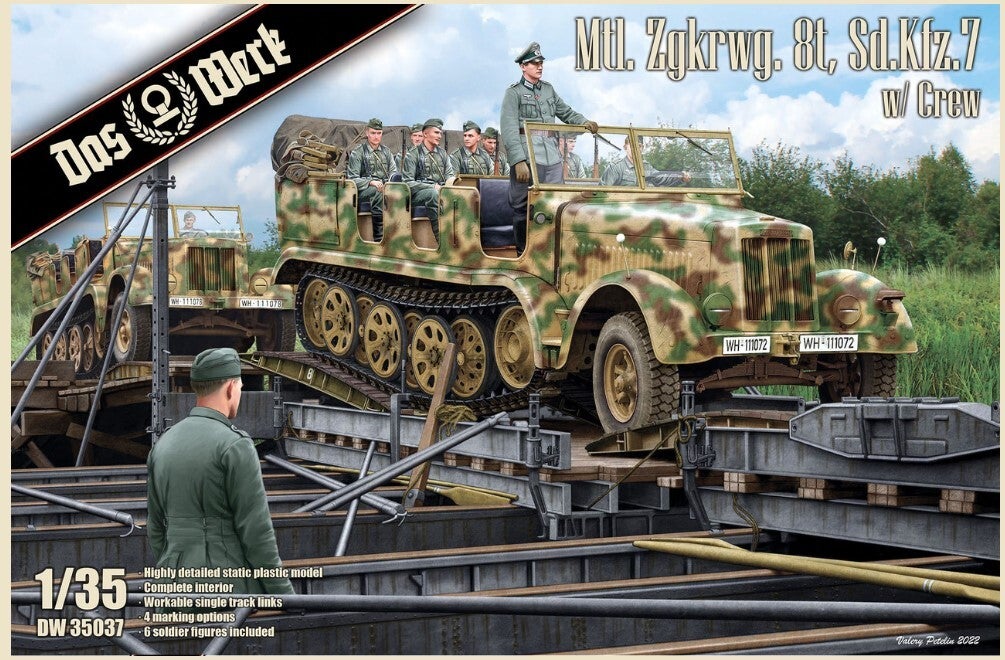 DAS WERK : REF : DW35037 : 1/35 : German Sd.Kfz.7 - mtl. Zgkrwg. 8t (With Crew (6 Fig)) (HALFTRACK)ew