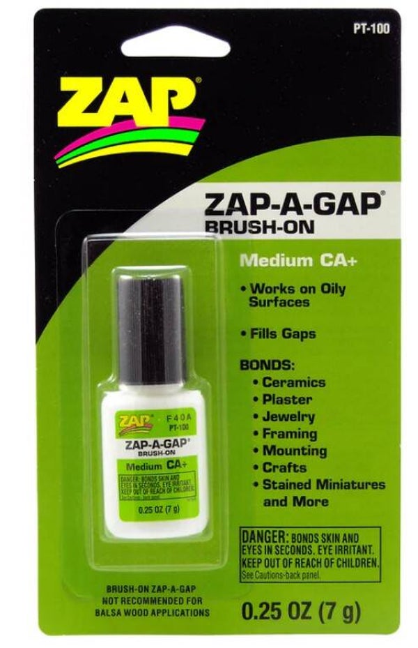 ZAP : REF : ZAPPT100 : Brush-On Zap-A-Gap 1 / 4 Oz (7gr) (Avec Brosse) ("Instant Glue" / "Colle instantanée")