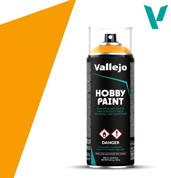 VALLEJO : REF : 28018 : HOBBY PAINT SERIE (COLORED PRIMER SPRAY) : Sun Yellow (400 ml)