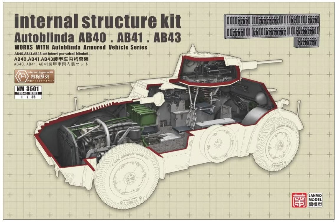LANMO MODEL : REF : NM3501 : 1/35 : Internal Structure Kit for Autoblinda AB40. AB41. AB43