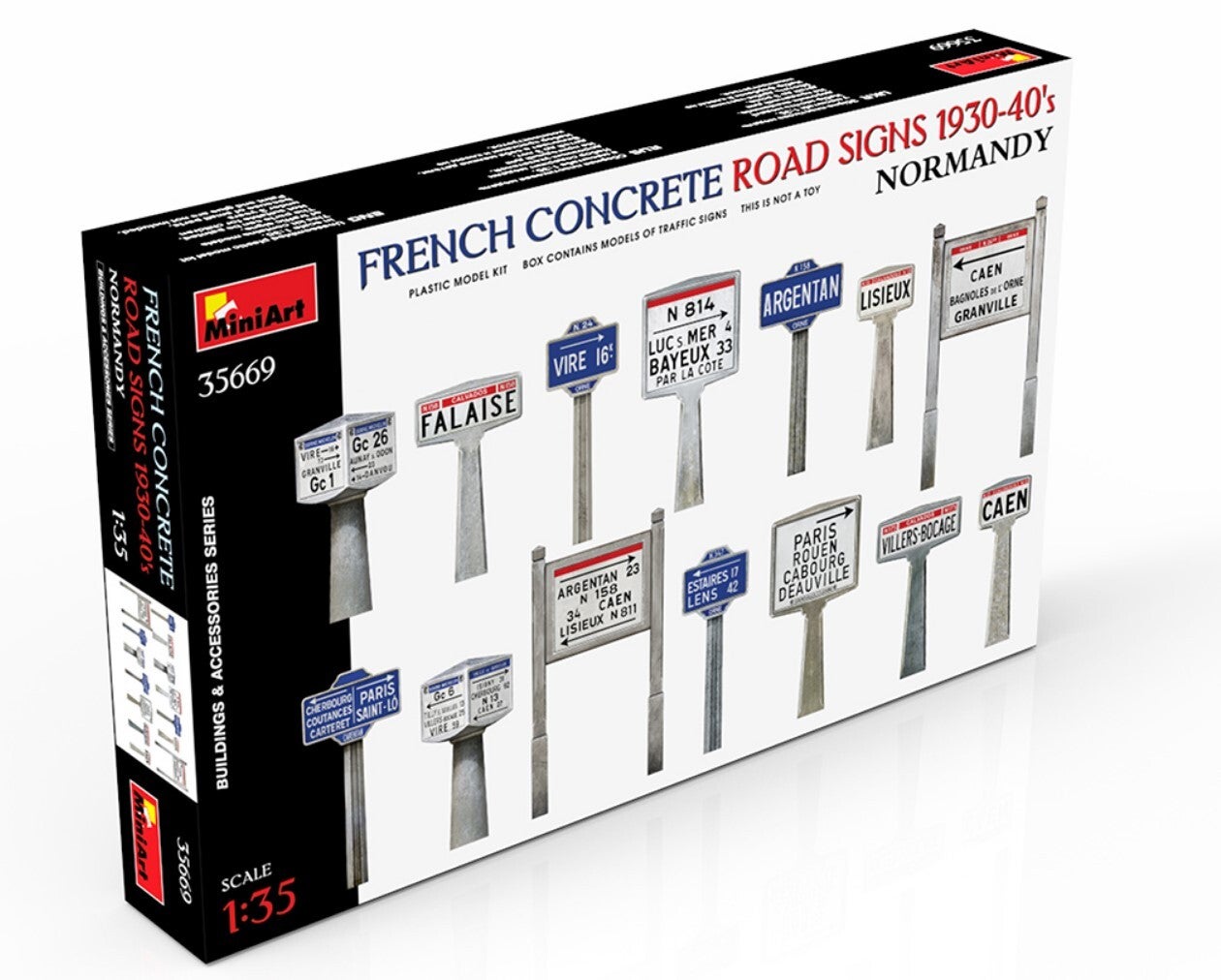 MINIART : REF : MINIART 35669 : 1:35 : ACCESSORIES : French Concrete Road Signs (1930-40's) (Normandy)