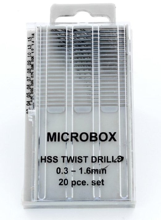 SHESTO (MODELCRAFT) : REF : PDR4001 : TOOL / OUTILLAGE : 20 Pce Microbox Drill Set (0.3 - 1.6mm) (Ensemble de 20 forets Microbox) (0.3 - 1.6mm)