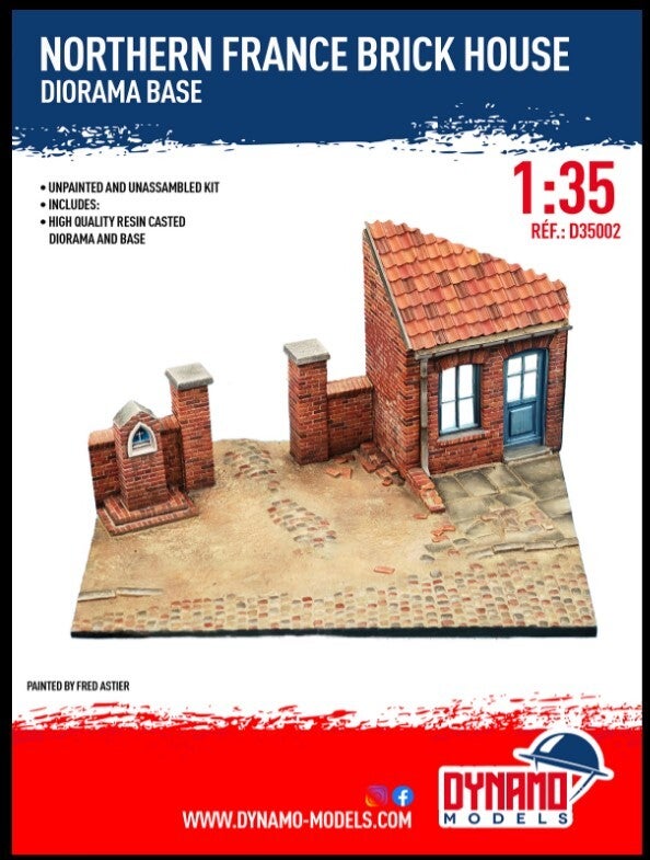 DYNAMO MODELS : REF : DYM-D35002 : 1:35 : DIORAMA BASE : “Northern France Brick House” (WWII)