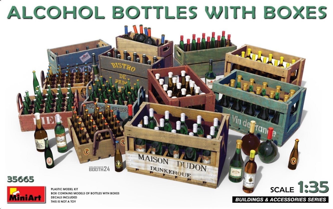 MINIART : REF : MINIART 35665 : 1:35 : ACCESSORIES : Alcohol Bottles with Boxes