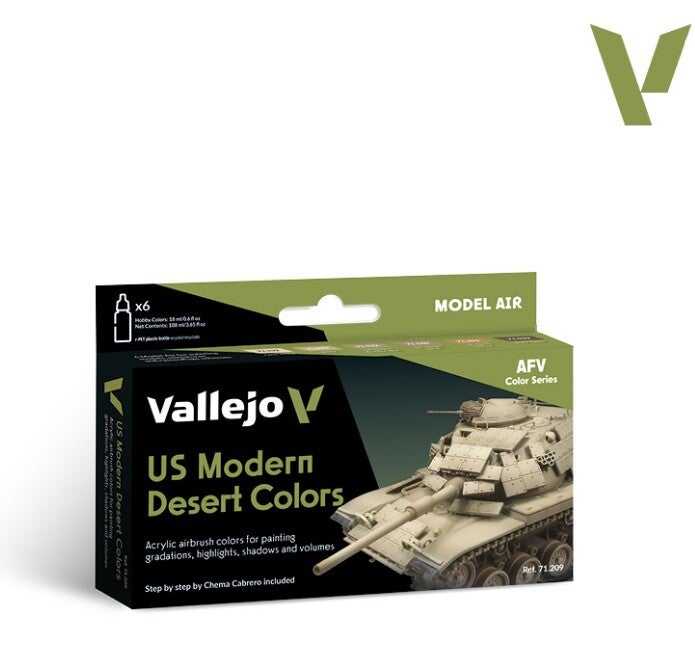 VALLEJO : REF : 71209 : MODEL AIR SERIE (AIRBRUSHING) : US Modern Desert Colors (6) (AFV Colors Serie)