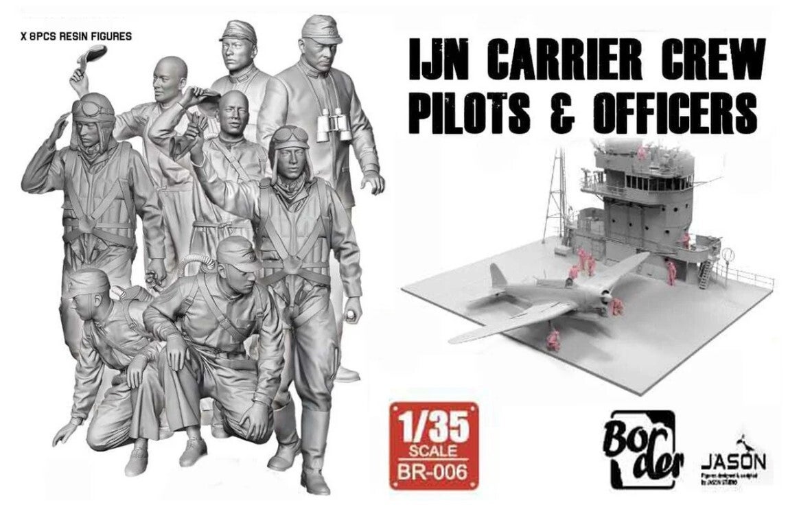 BORDER MODEL : REF : BR 006 : 1/35 : JAPAN : IJN Carrier Crew Pilots & Officers (Afa : "Akagi"  Aircraft Carrier) (8 Fig. (Resin Figures))