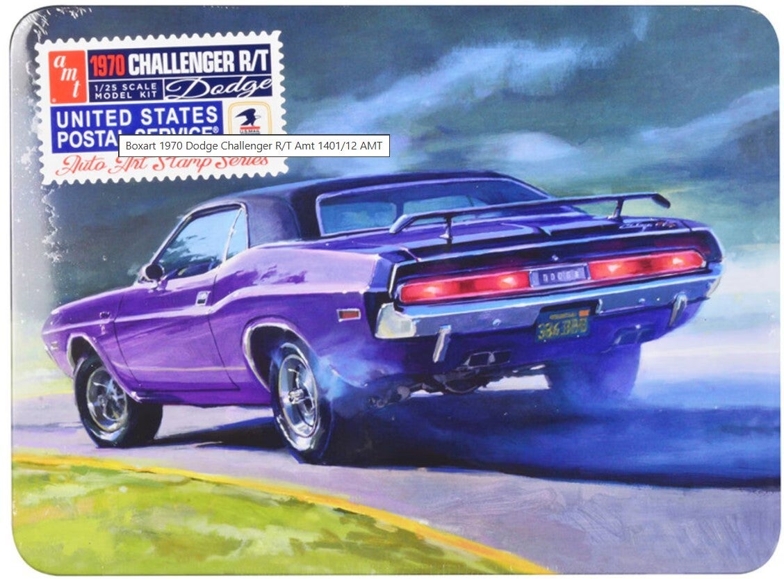 AMT : REF : AMT 1401 : 1:25 : US : DODGE : Challenger R/T (1970) ("USPS Stamp Series") (METAL TIN BOX)