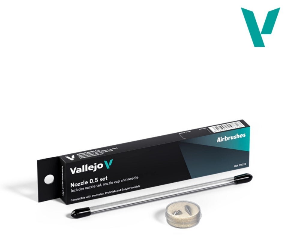 VALLEJO : REF : 90024 : AIRBRUSH ACCESSORY : Complete Needle + Nozzle / Needle Cap SET 0.5 (FOR VAL REF : 90001, 90002 & 90003)
