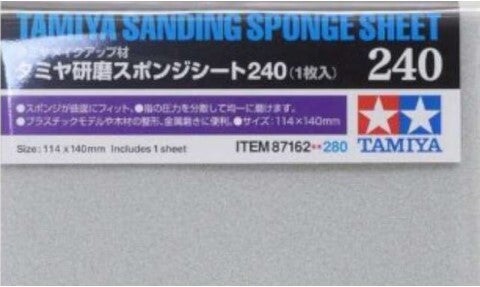 TAMIYA : REF : 87162 : TOOL / OUTILLAGE : Sanding Sponge Sheet P240 / Feuille d'Eponge Abrasive P240
