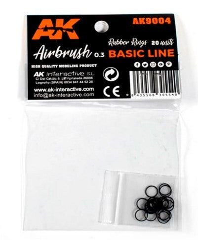 AK INTERACTIVE : REF : AK9004 : AIRBRUSH ACCESSORY / ACCESSOIRE AEROGRAPHE : RUBBER RINGS FOR AK AIRBRUSH (20 Units)