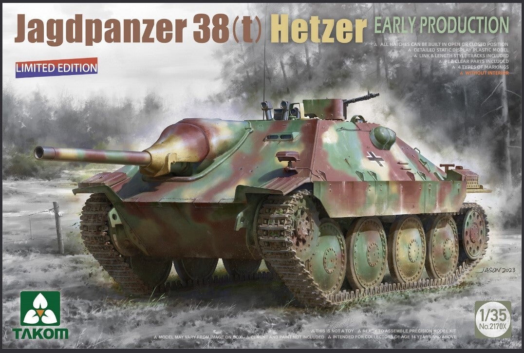 TAKOM : REF : 2170X : 1/35 : German Jagdpanzer 38(t) Hetzer (Early Prod.) (Without Interior) (LIMITED EDITION)