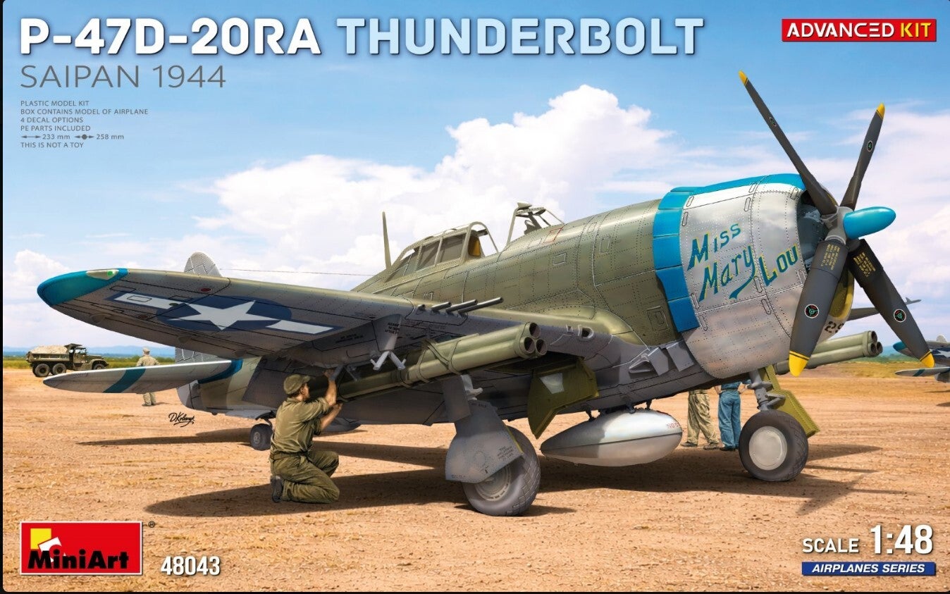 MINIART : REF : MINIART 48043 : 1:48 : US : REPUBLIC : P-47D-20RA Thunderbolt (Saipan, 1944) (ADVANCED KIT)