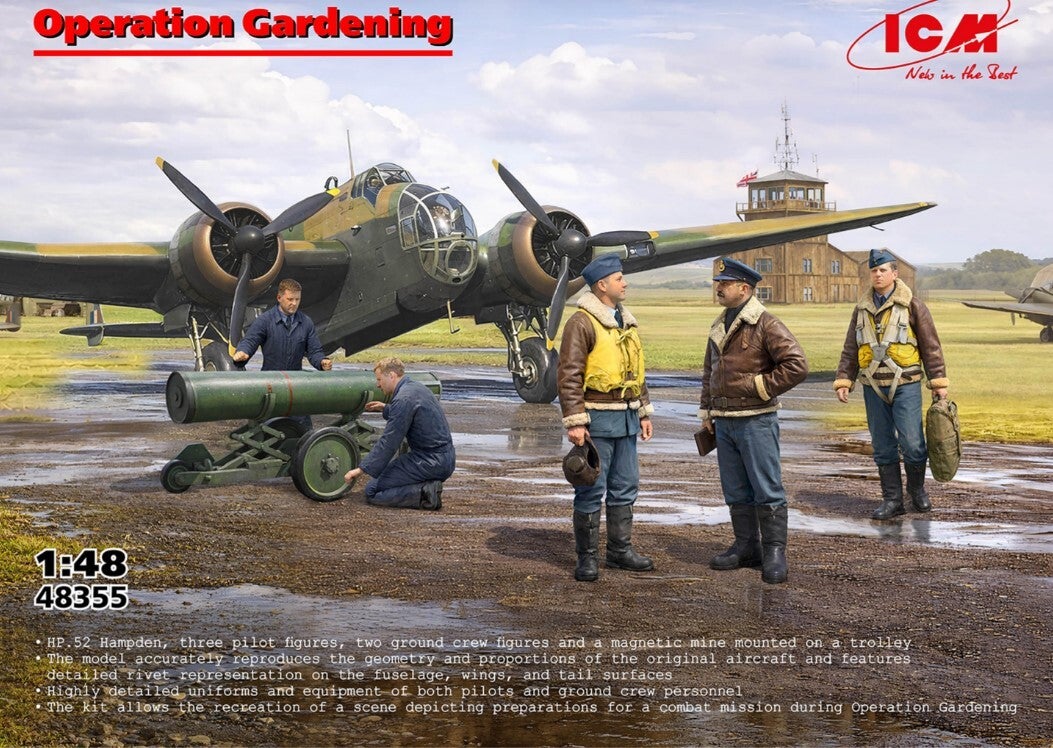 ICM : REF : 48355 : 1:48 : UK : 1:48 : UK (RAF) : HANDLEY PAGE : HP.52 Hampden ("Operation Gardening") (+ 5 Fig.)