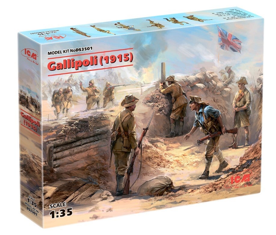 ICM : REF : DS 3501 : 1:35 : FIG SET : I ANZAC CORPS / TURKISH : “Gallipoli (1915)” (Ensemble de Modèles) (WWI ERA) (8 Fig.)