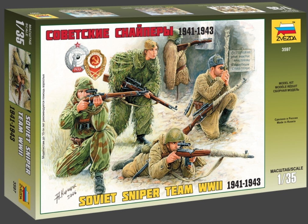 ZVEZDA : REF : 3597 : 1:35 : Soviet Sniper Team WWII (1941-1943) (4 Fig)