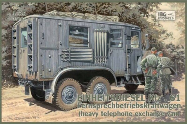 IBG MODELS : REF : IBG35004 : 1:35 : German Einheitsdiesel (Uniform Diesel (UD)) Kfz.61 Fernsprechbetriebskraftwagen  (Heavy telephone exchange van)