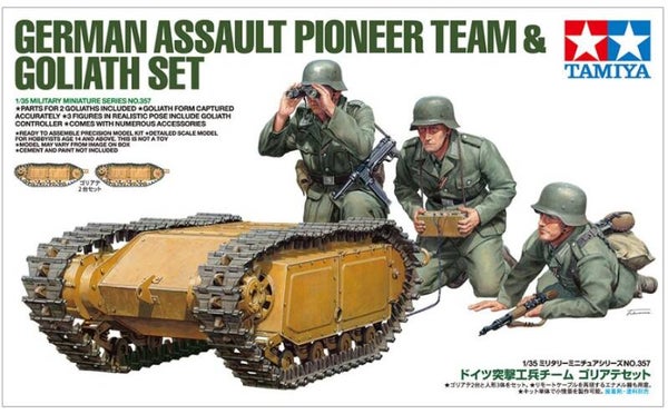 TAMIYA : REF : 35357 : 1:35 : German Assault Pioneer Team & Goliath ( Sd.Kfz.302 / Sd.Kfz.303) Set (3 Fig.)