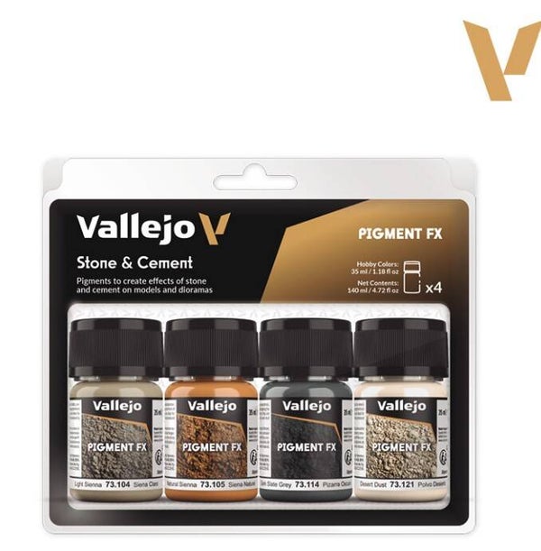 VALLEJO : REF : VAL73192 : DIORAMA EFFECTS : PIGMENT FX SET : PACK : Stone & Cement (4)