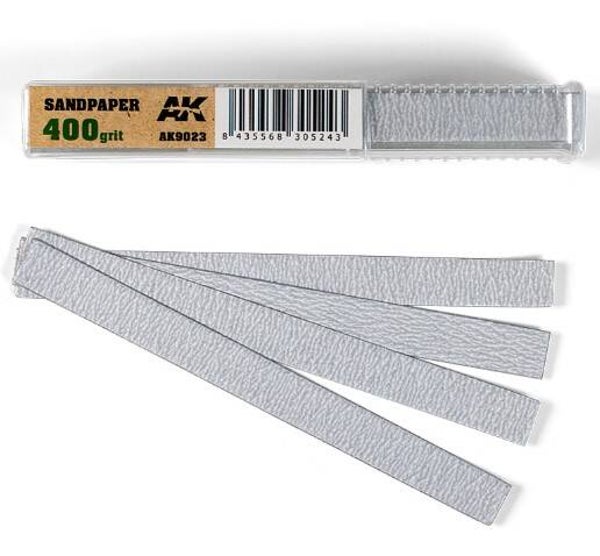 AK INTERACTIVE : REF : AK9023 : TOOL / OUTILLAGE : Dry Sandpaper 400 grit / Papier de Verre Sec Grain 400 (50 units)