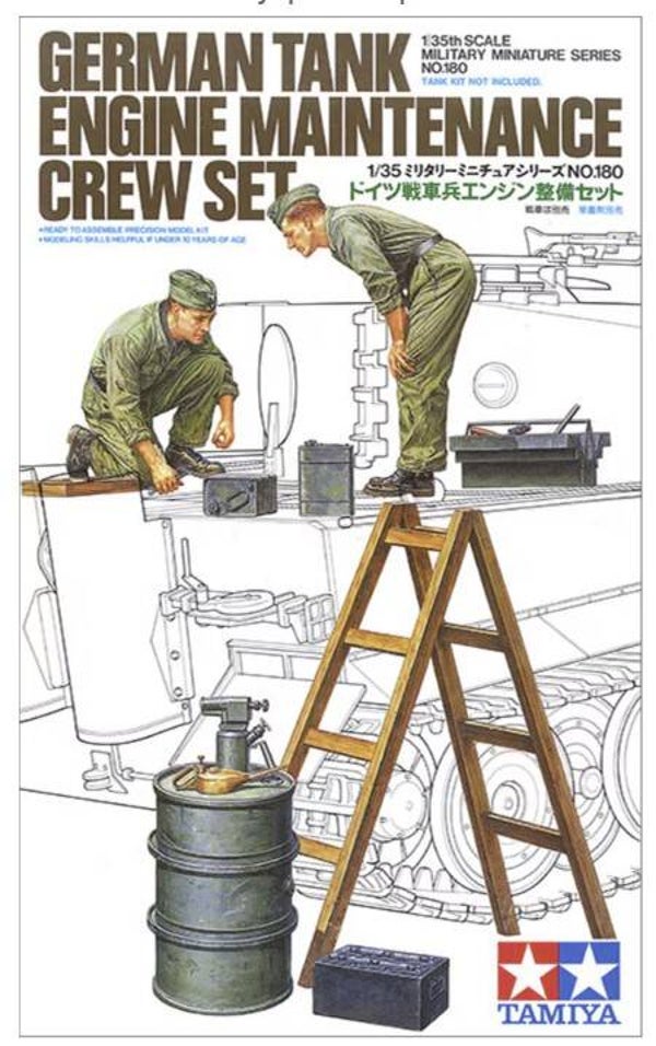 TAMIYA : REF : 35180 : 1:35 : German Tank Engine Maintenance Crew Set (2 Fig)