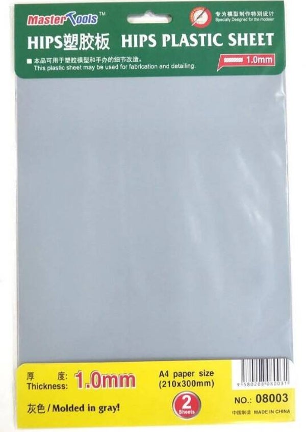 MASTER TOOLS (Trumpeter) : REF : 08003 : TOOL / OUTILLAGE : PLASTIC SHEET (HIPS) : 1 MM Plastic Sheet (210 mm x 300 mm) (A4) (2 Pieces)