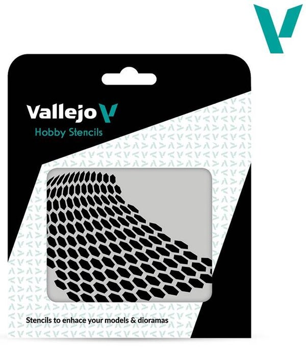 VALLEJO : REF : ST-SF003 : No Scale : FOR DIORAMA : STENCIL / POCHOIR : Distorted Honeycomb