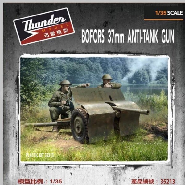 THUNDER MODEL : REF : 35213 : 1:35 : UK : 37mm Bofors (Sweden) Anti Tank Gun (Under UK Flag)