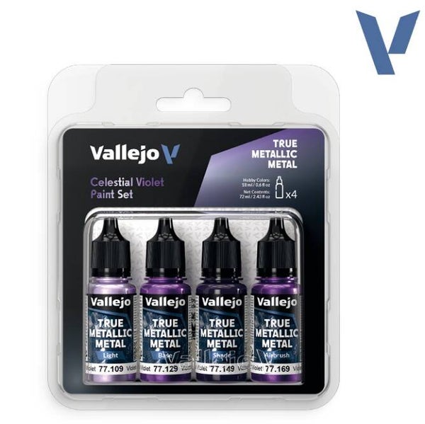 VALLEJO : REF : 77262 : TRUE METALLIC METAL (TMM) SERIE : PAINT SET : Celestial Violet (4 x 18 ml)