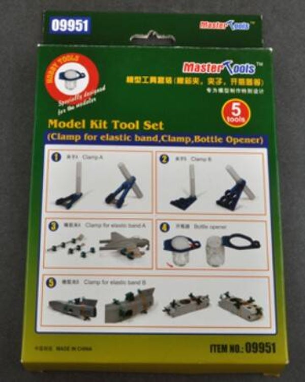 MASTER TOOLS (Trumpeter) : REF : 09951 : Model Kit Tool Set (Clamp for elastic band, Clamp, Bottle Opener)