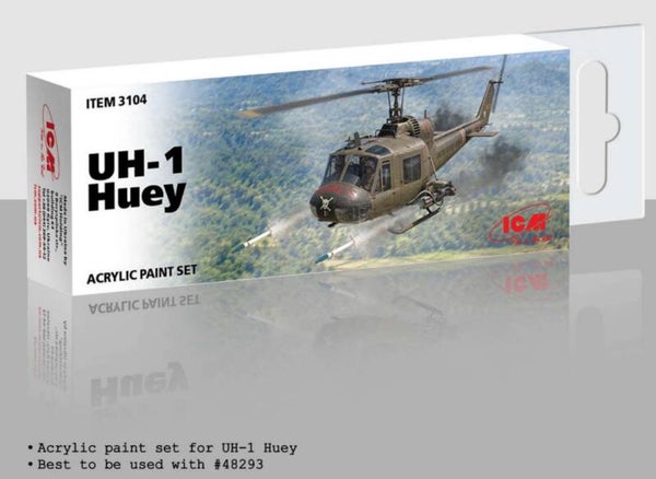 ICM : REF : 3104 : ACRYLIC PAINT SET : for for UH-1 Huey (6 X 12ml) (PACK)