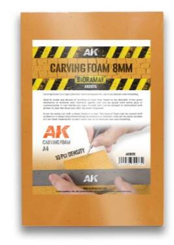 AK INTERACTIVE : REF : AK8095 : TOOL / OUTILLAGE : CARVING FOAM / MOUSSE DE SCULPTURE (8MM A4 SIZE (305 x 228 MM))