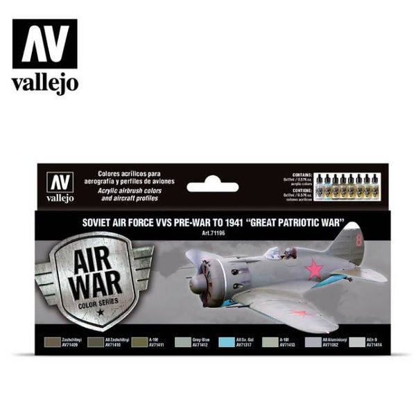 VALLEJO : REF : 71196 : MODEL AIR SERIE (AIRBRUSHING) : Soviet Air Force VVS Pre-War to 1941 “Great Patriotic War” (8) (PACK Air War Serie)