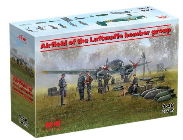 ICM : REF : DS 4805 : 1:48 : AIRKIT MODELE SET : German WWII "Airfield of the Luftwaffe Bomber Group" (Heinkel He 111 H-3 + 8 Fig.) (8)