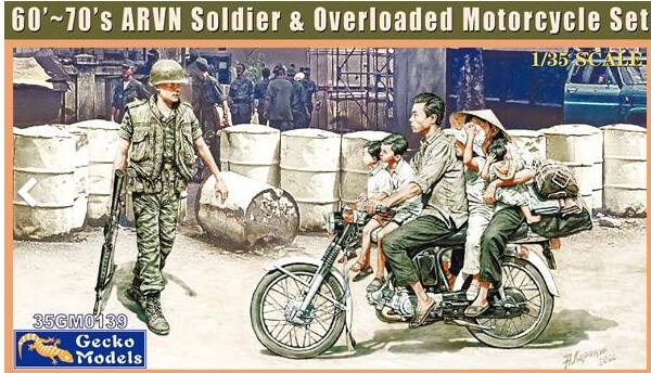 GECKO MODELS : REF : 35GM0139 : 1:35 : 60’s-70’s ARVN Soldier & Overloaded Motorcycle Set (VIETNAM ERA WAR)