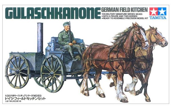 TAMIYA : REF : 35103 : 1:35 : German Field Kitchen (Gulaschkanone) (1 Fig + 2 Horses)