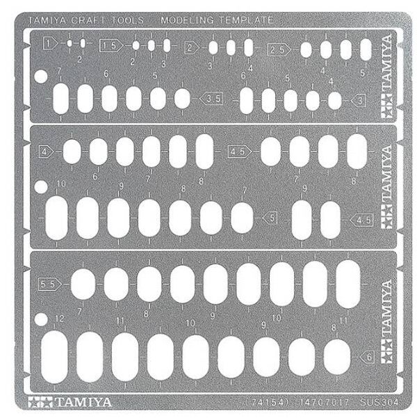 TAMIYA : REF : 74154 : TOOL / OUTILLAGE : MODELING TEMPLATE (ROUND, 1-6 MM) (GABARIT ROND)