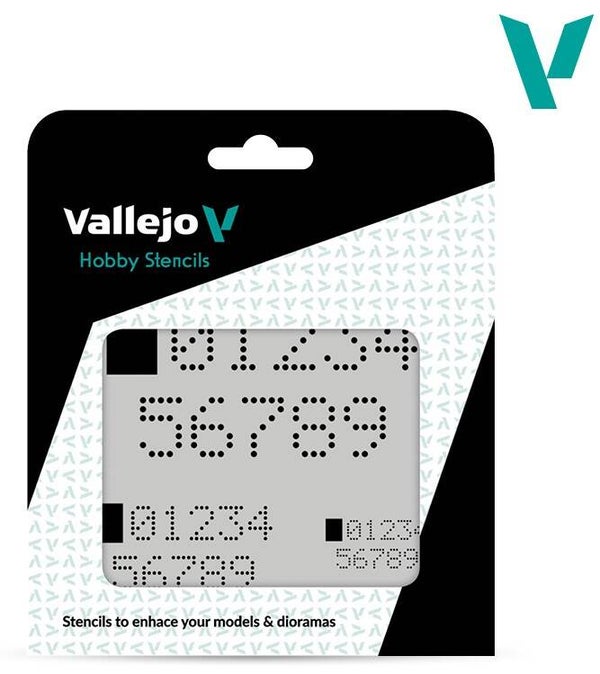 VALLEJO : REF : ST-SF004 : No Scale : FOR DIORAMA : STENCIL / POCHOIR : Digital Numbers