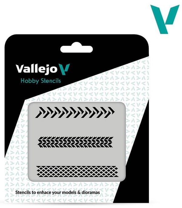 VALLEJO : REF : ST-TX002 : 1:35 : FOR DIORAMA : STENCIL / POCHOIR : Tyre Markings