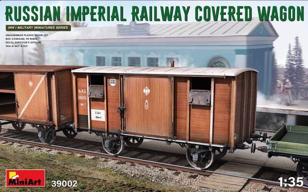 MINIART : REF : MINIART 39002 : 1:35 : RUSSIAN EMPIRE : Russia Imperial Railway Covered Wagon (WWI)