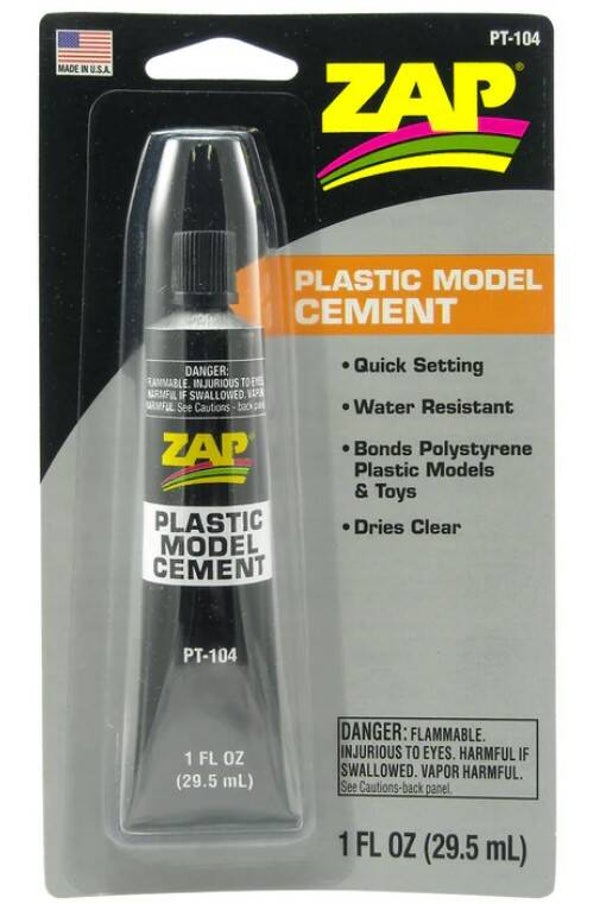 ZAP : REF : ZAPPT104 : Zap Plastic Model Cement + Tip 1 Oz (29,5ml) ("Traditional Cement in a Tube" / "Colle Traditionnelle en Tube")