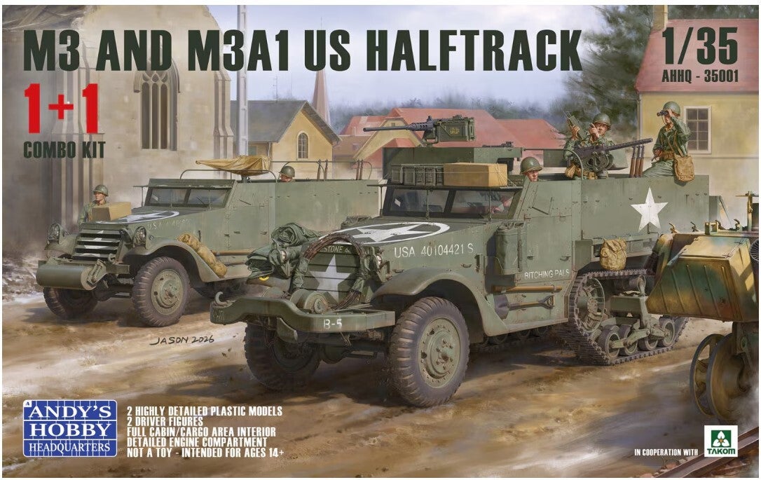 ANDY'S H.H. : REF : AHHQ-35001 : 1:35 : US : M3 / M3A1 U.S. WWII Halftrack 5 (2 FULL KITS IN ONE BOX)