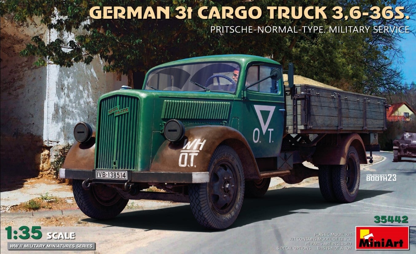 MINIART : REF : MINIART 35442 : 1:35 : German : OPEL : 3T Cargo Truck 3,6-36S (Pritsche-Normal Type (Military Service))