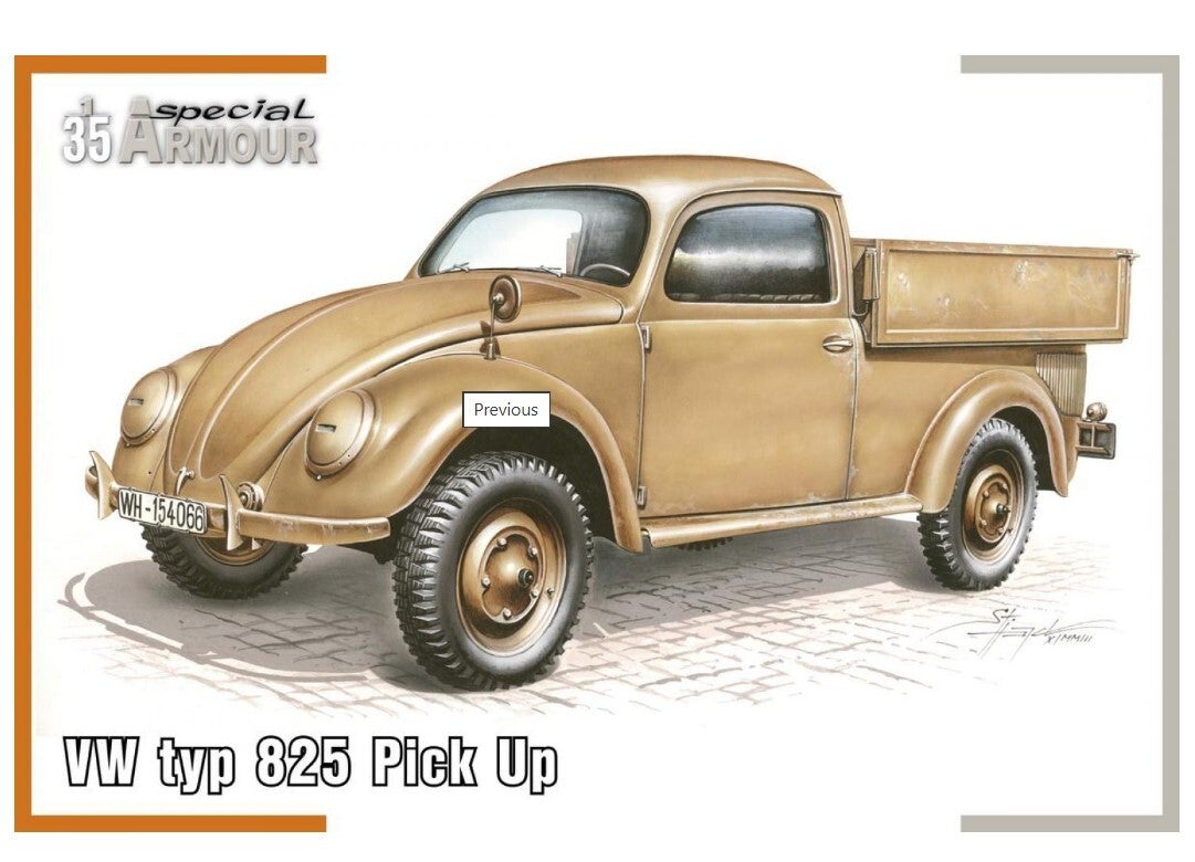 SPECIAL HOBBY (SPECIAL ARMOUR) : REF : SA35007 : 1/35 : German Volkswagen VW : Type 825 (Pick Up)