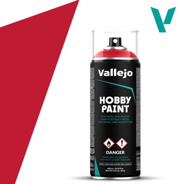 VALLEJO : REF : 28023 : HOBBY PAINT SERIE (COLORED PRIMER SPRAY) : Bloody Red (400 ml)