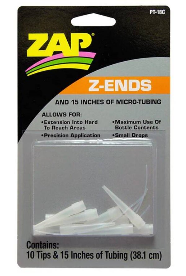 ZAP : REF : ZAPPT18 : Zap Z-Ends 10 ends & 12" tubing (38.1 mm) ("Cement Tips"" / "Embouts de tube")