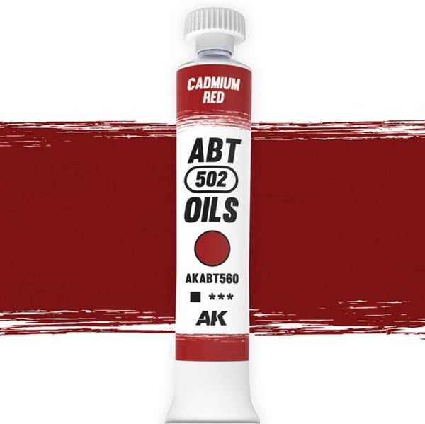 AK INTERACTIVE : REF : AKABT560 : ABT 502 SERIE (OIL / HUILE) : Cadmium Red (Rouge Cadmium) (20ml)