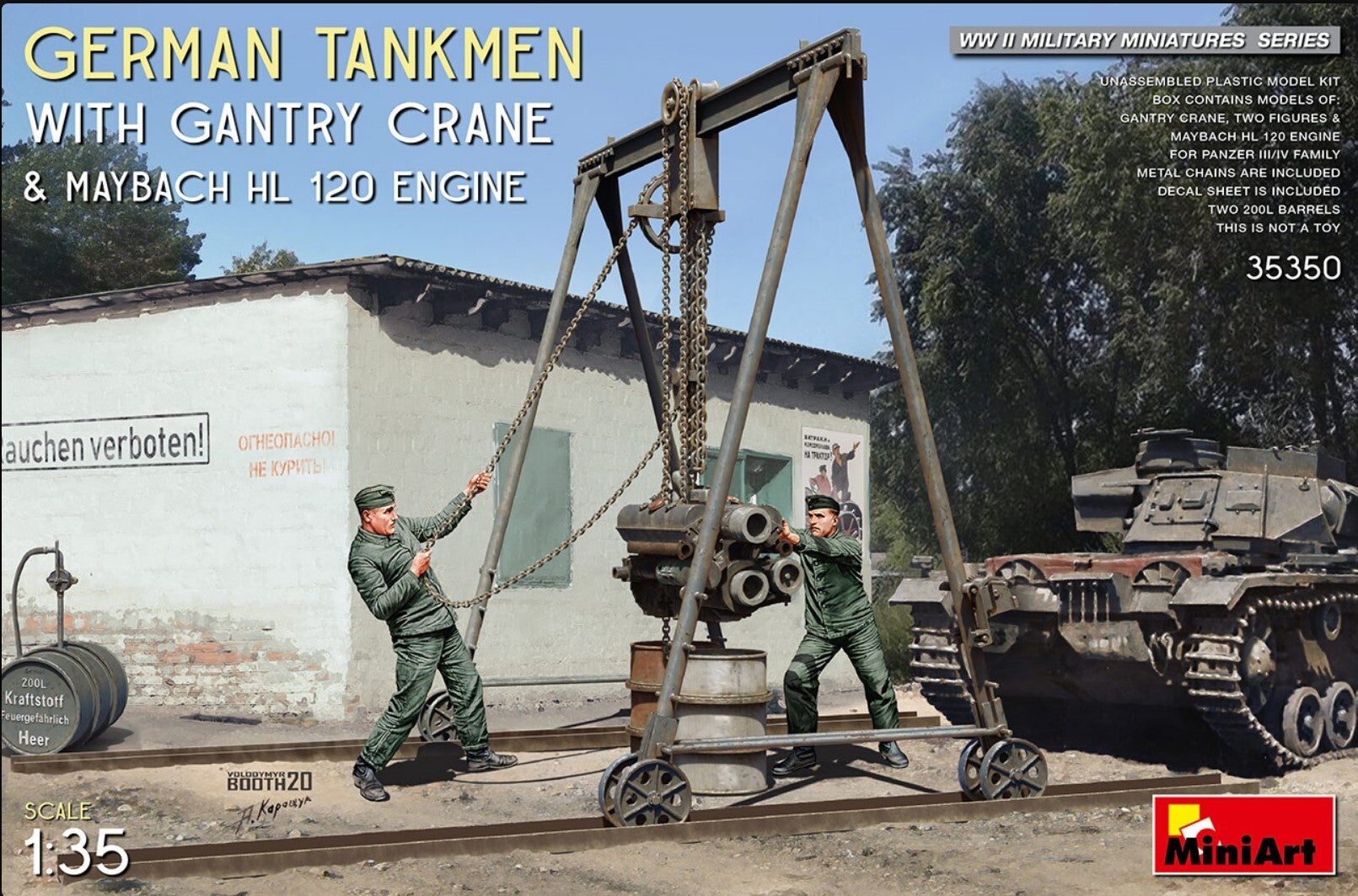 MINIART : REF : MINIART 35350 : 1:35 : German Tankmen with Gantry Crane & Maybach HL 120 Engine (2 Fig.)