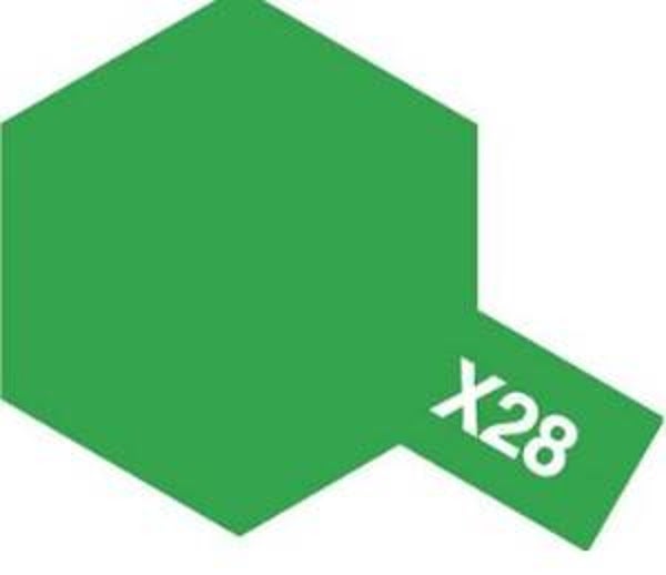 TAMIYA : COLOR : REF : 81028 : ACRYLIC PAINT : X SERIE (TRANSPARENT) : X-28 PARK GREEN / VERT GAZON (23 ml)