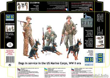 MASTER BOX LTD : REF : MB35155 : 1:35 : US Marine Corps Soldiers with dogs (3 dogs + 3 Fig.)